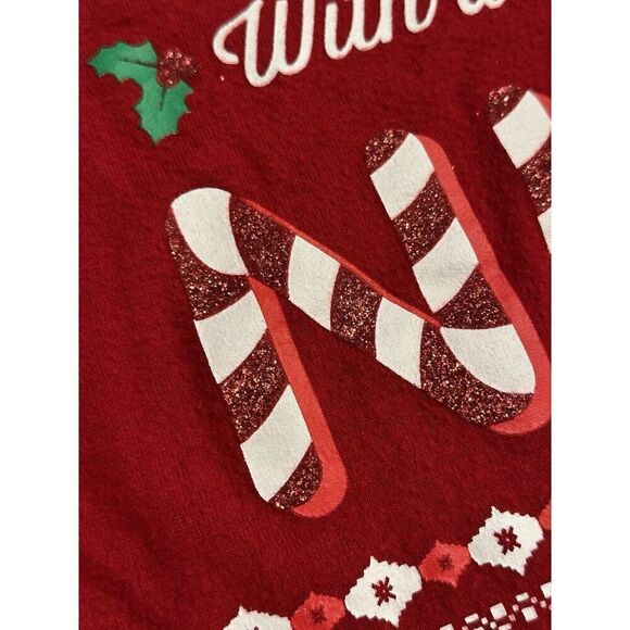 Cute Ugly Christmas Sweater Juniors sz 1 XS Naughty Nice Red Santa Fast Ship - Picture 3 of 8